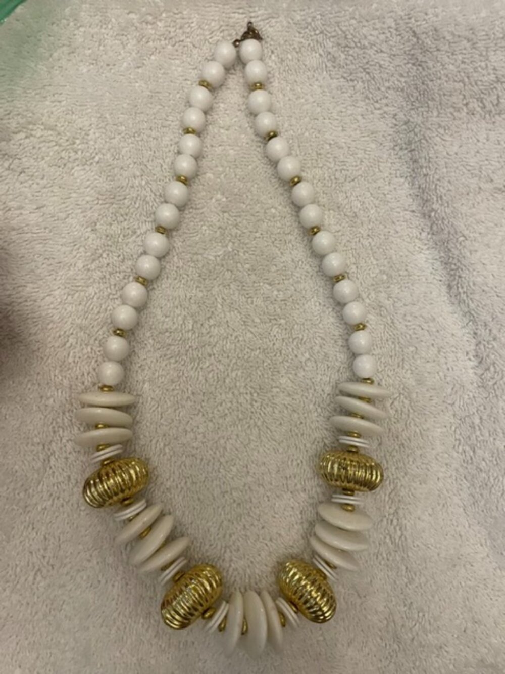 Vintage white molded lucite and gold-tone statement necklace